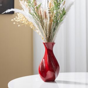 Red Ceramic Vase for Flowers, 8 Inch Small Vase for Home Decor Gift
