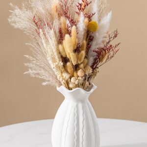 Glossy White Ceramic Vase, Sculptural Flower Vase for Home Decor