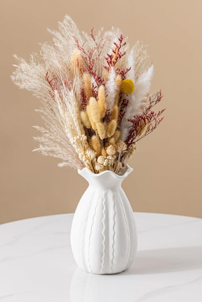 Glossy White Ceramic Vase, Sculptural Flower Vase for Home Decor